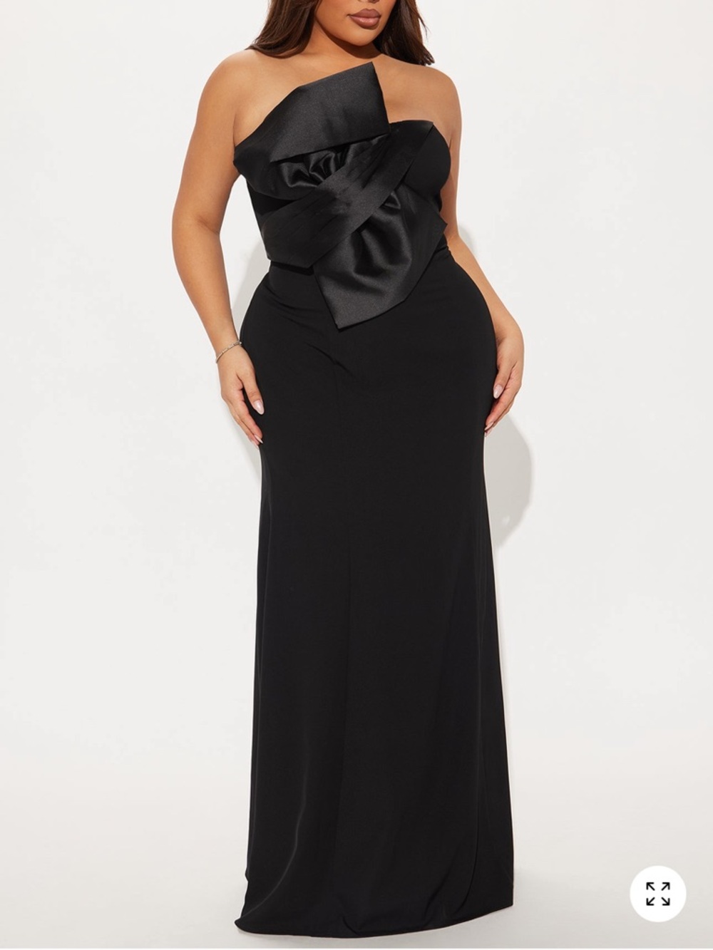 Fashion Nova Black Strapless Maxi Dress with Sculpted Bow Bodice